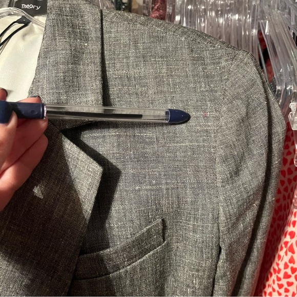 Theory Double-Breasted Linen Tailored Blazer Grey Minimalist Quiet Luxury Size 4 - Picture 14 of 14